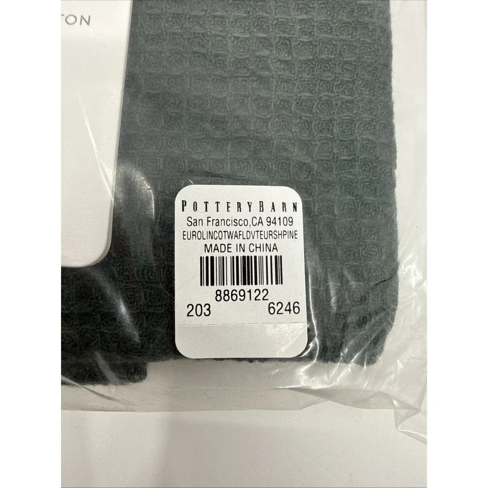 Pottery Barn Pine Euro European Linen Cotton Waffle Weave Set Of 2 Shams New
